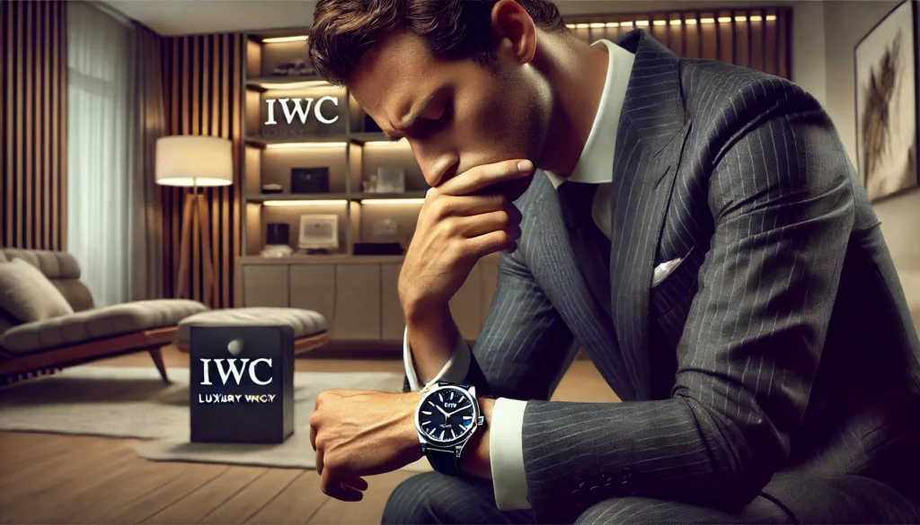 IWCの時計を購入して後悔している様子を表現した横長のイメージ